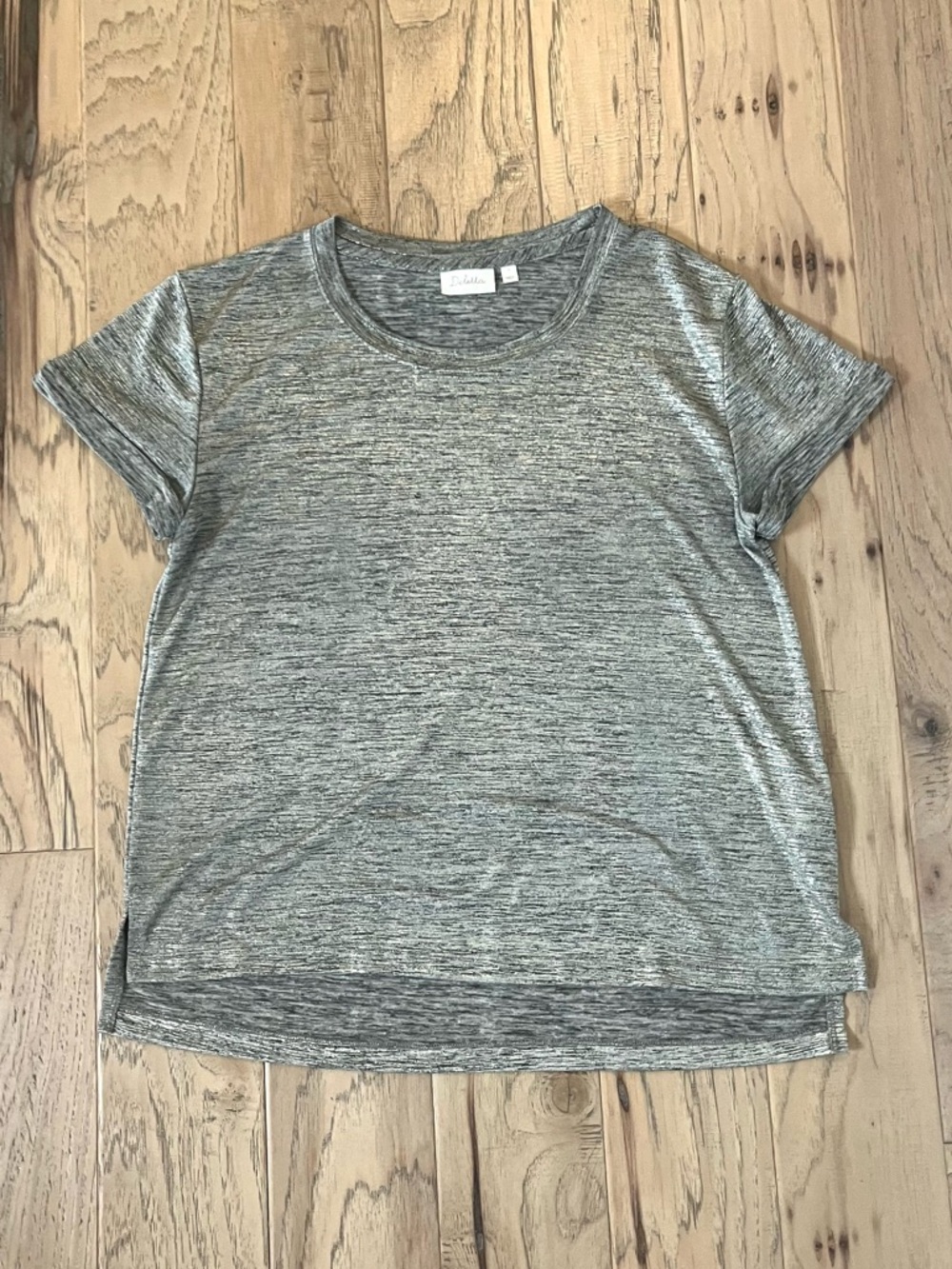 Anthropologie Deletta Heathered Metallic Grey and Silver T-Shirt, size M